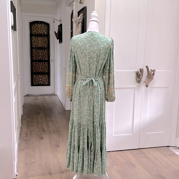 Spell Madame Peacock Button Through Gown Long Dress Emerald Color XL Patterned - Picture 4 of 12